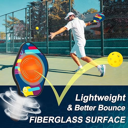 Miniatura 4 de DULCE DOM Palas de pickleball, juego de 24 de pickleball de fibra de vidrio aprobadas por USAPA con paletas de pickleball, 4 bolas de pickleball y