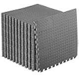 Puzzle Exercise Mat ½ in, EVA Interlocking Foam Floor Tiles for Home Gym, Mat for Home Workout Equipment, Floor Padding for Kids, Grey, 24 in x 24 in x ½ in, 144 Sq Ft - 36 Tiles