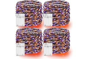 Dazzle Bright Purple and Orange Fairy String Lights for Spooky Halloween Ambiance