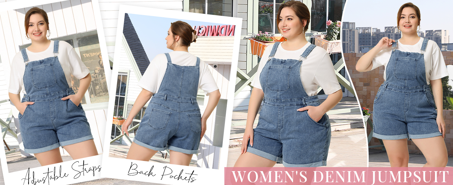 Amazon.com: Agnes Orinda Plus Size Overalls Denim Pants for Women