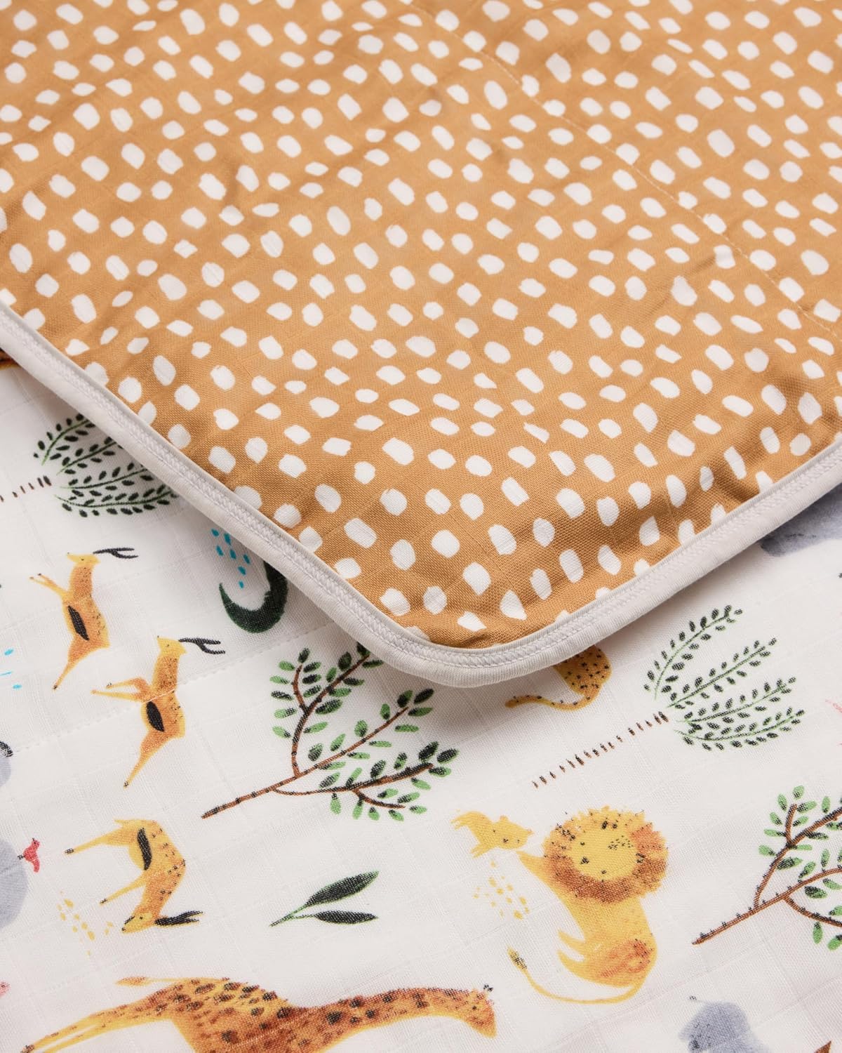 Muslin Quilt Blanket – Soft & Breathable Tanboocel Baby Blanket for Crib or Toddler Nap – Eco-Friendly, Lightweight & Durable 4-Layer Muslin Quilt for Infants and Kids - Safari Jungle