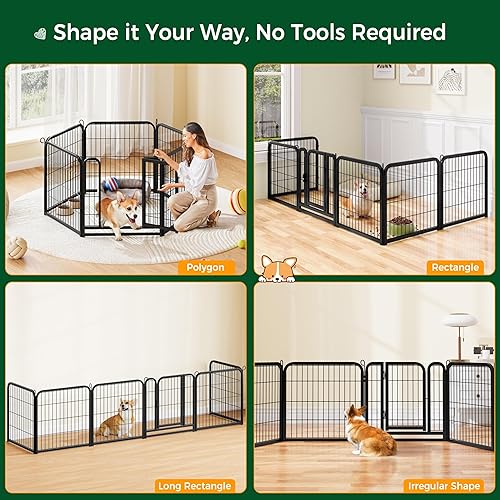 Miniatura 5 de Yaheetech Corral para perros al aire libre, 6 paneles de valla para perros de 24 pulgadas, corral para mascotas para perros grandes, medianos y