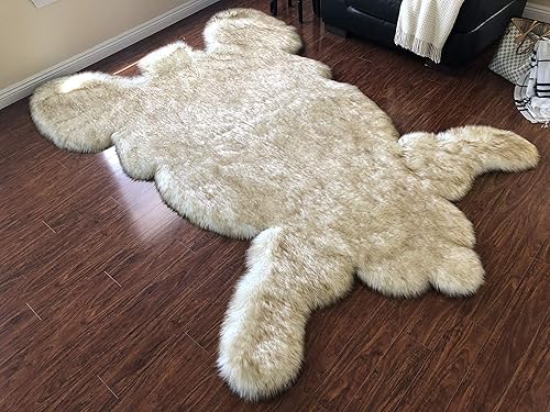LAMBZY Piel de oveja sintética, hipoalergénica, súper suave, piel de oso sintética (2 pies x 3 pies, 23.6 x 35.4 in, color blanco con puntas