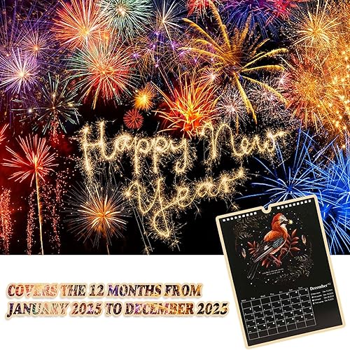 Miniatura 6 de Dark Forest - Calendario lunar 2025, calendario de pared colorido Waterink Calendarios colgantes de pared con 12 ilustraciones originales para