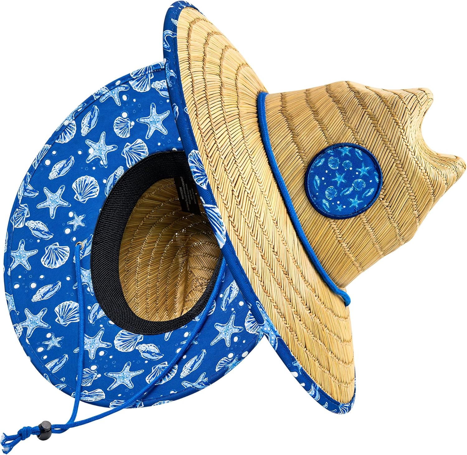 grinderPUNCH Lifeguard Hat Mens Straw Sun Hat for Outdoor American Flag USA Patriotic Straw Beach Fishing Straw Hat for Men