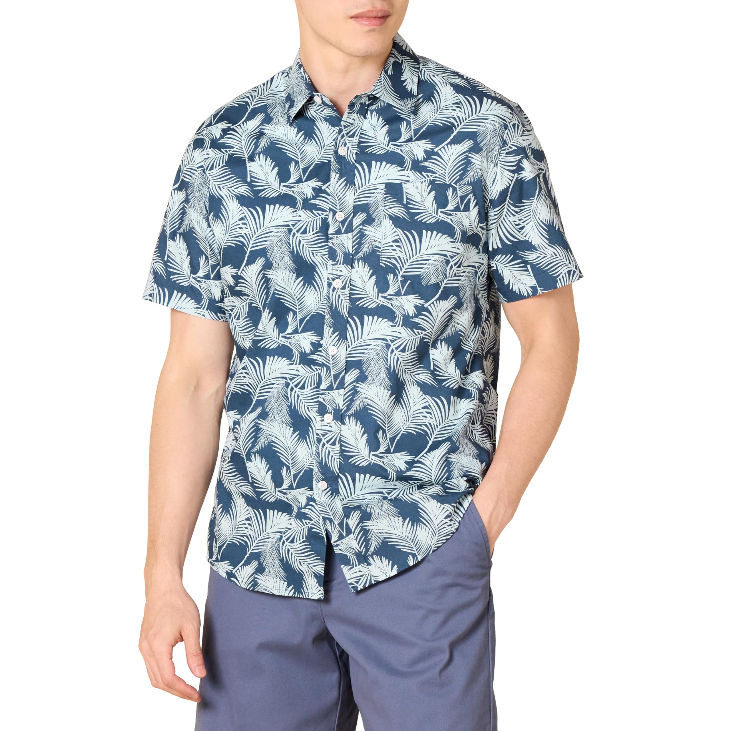 Amazon Essentials Herren Kurzarm-Hawaii-Hemd, Schmale Passform