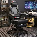 Shintenchi Chaise de jeu, chaise d'ordinateur avec repose-pieds et support Lombaire, chaise de jeu vidéo réglable en hauteur, chaise informatique de style Racing avec siège pivotant à 360° et appuie-tête (Grey)