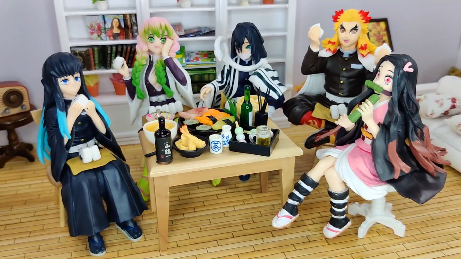 Amazon.com: Muichiro Figure Anime Devil Slayer Eating Rice Balls