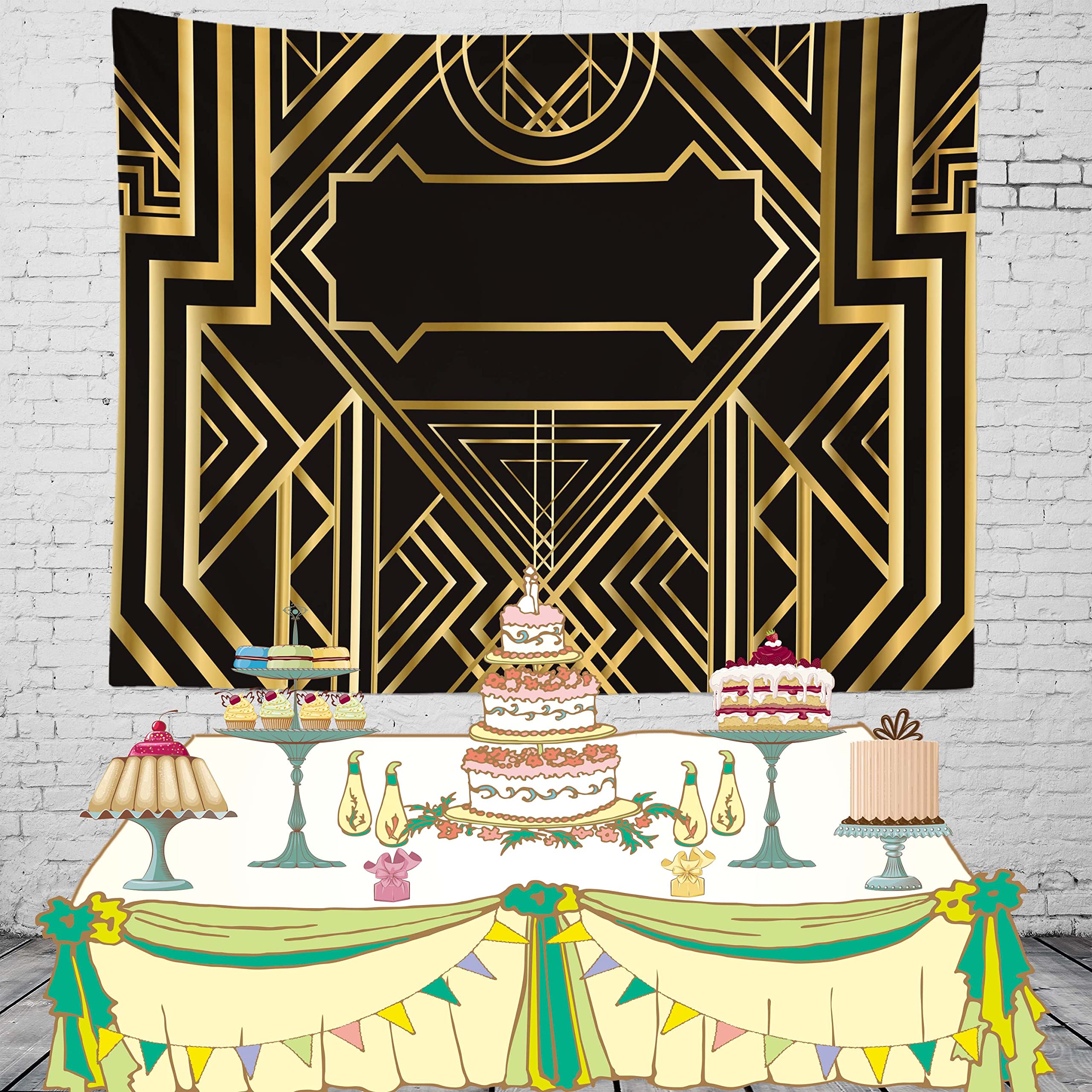 Set 30 Accessori Cabina Fotografica Anni '20 – Glitter Oro E Nero, Pronti All'uso Per Feste Grande Gatsby