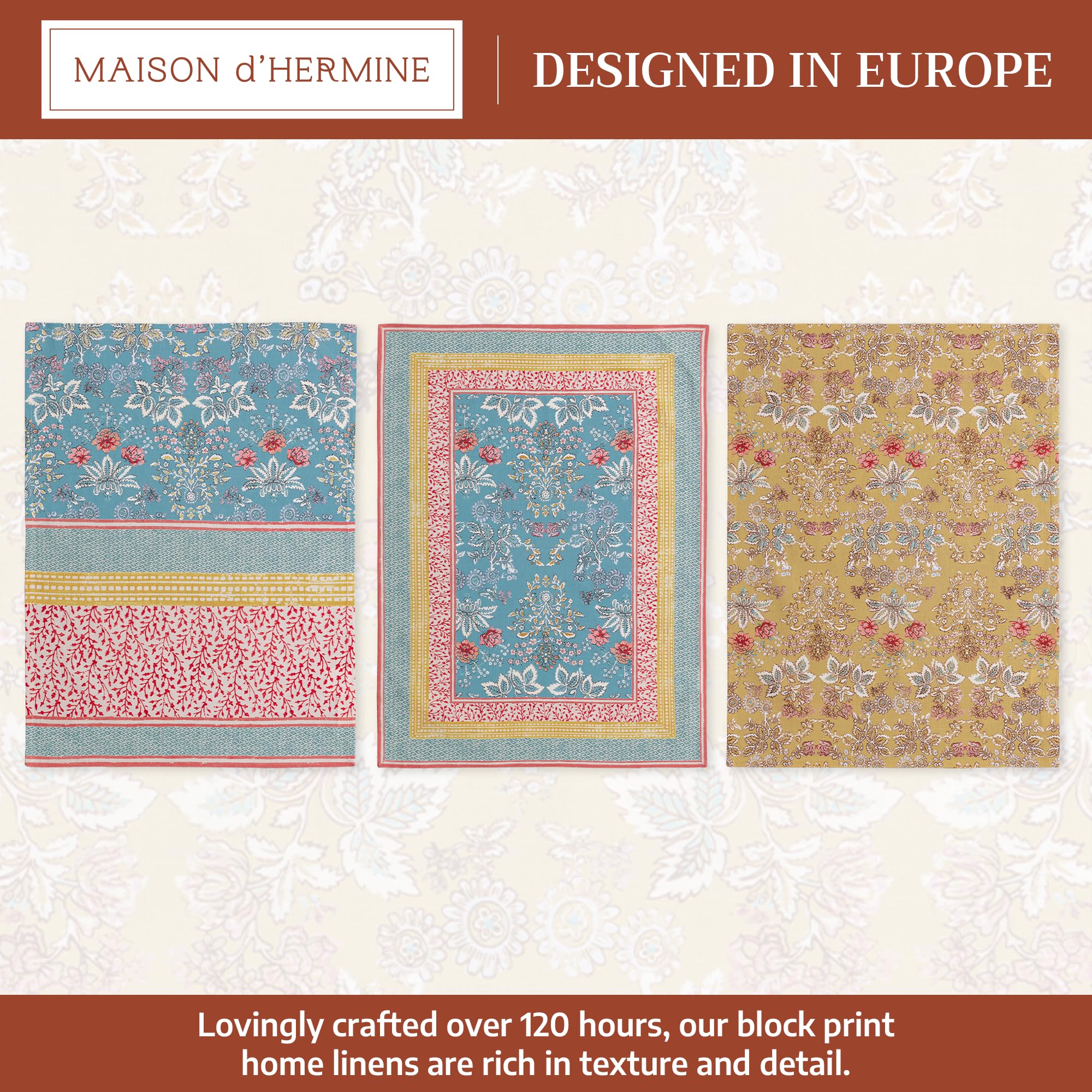 Maison d' Hermine Marquise 100% Coton Lot de 3 torchons de Cuisine Multi-usages (50 cm X 70 cm), fête mères
