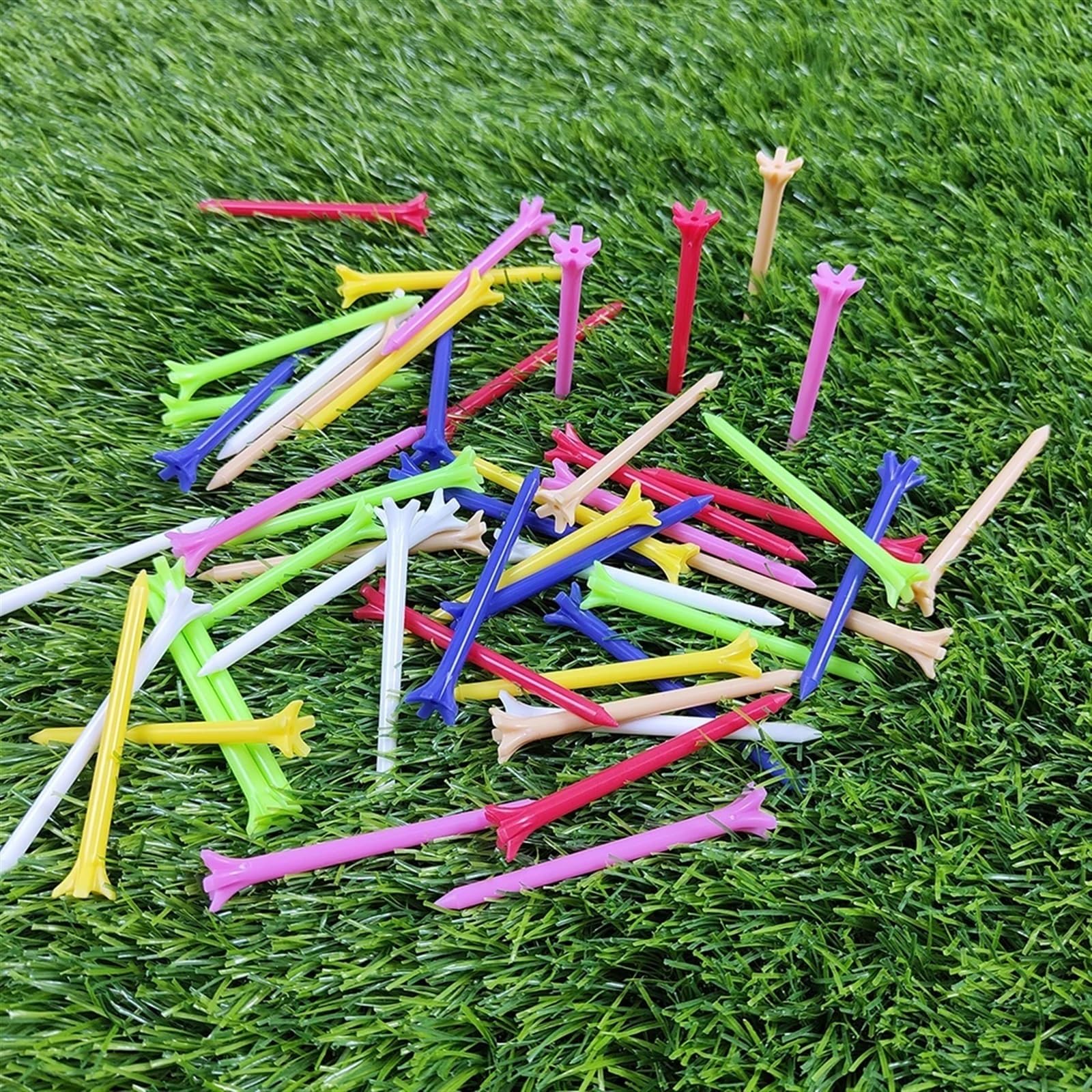 Golf Tee 50 Teile/Paket 6 Farben 70mm Golf-Tee Weniger Widerstand Kunststoff Golf-Tees for Fahrer Oder Eisen FüR Einen Idealen Abschlag