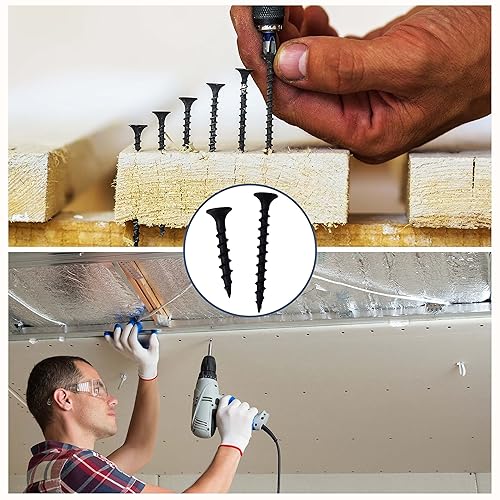 Miniatura 7 de 280 tornillos para paneles de yeso de alta dureza #6 × 34 pulgadas, negro, rosca gruesa, Phillips Drive, cabeza de corneta, tornillos de madera