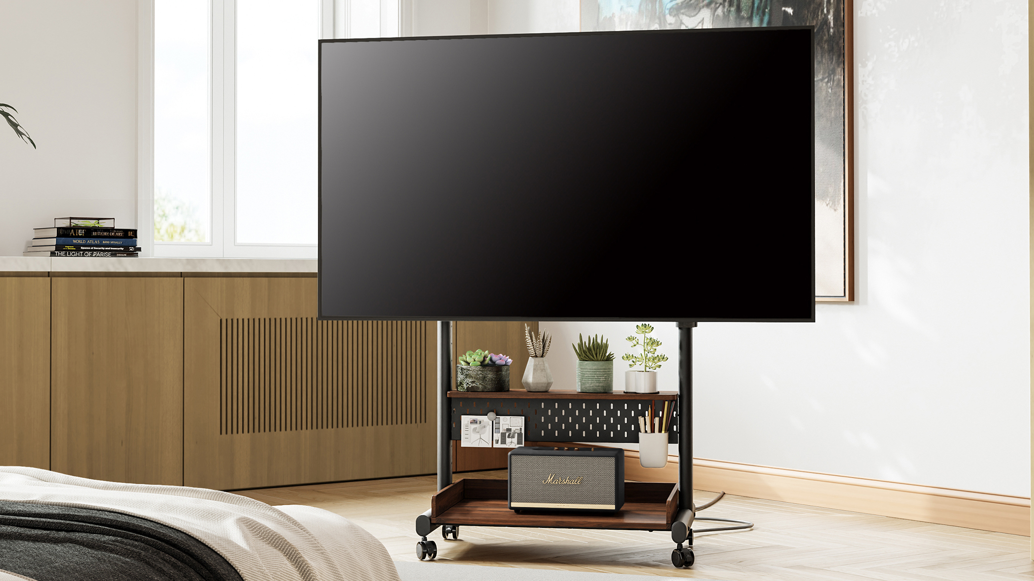 FITUEYES Supporto TV da pavimento con ruote per 40-85 pollici, porta TV