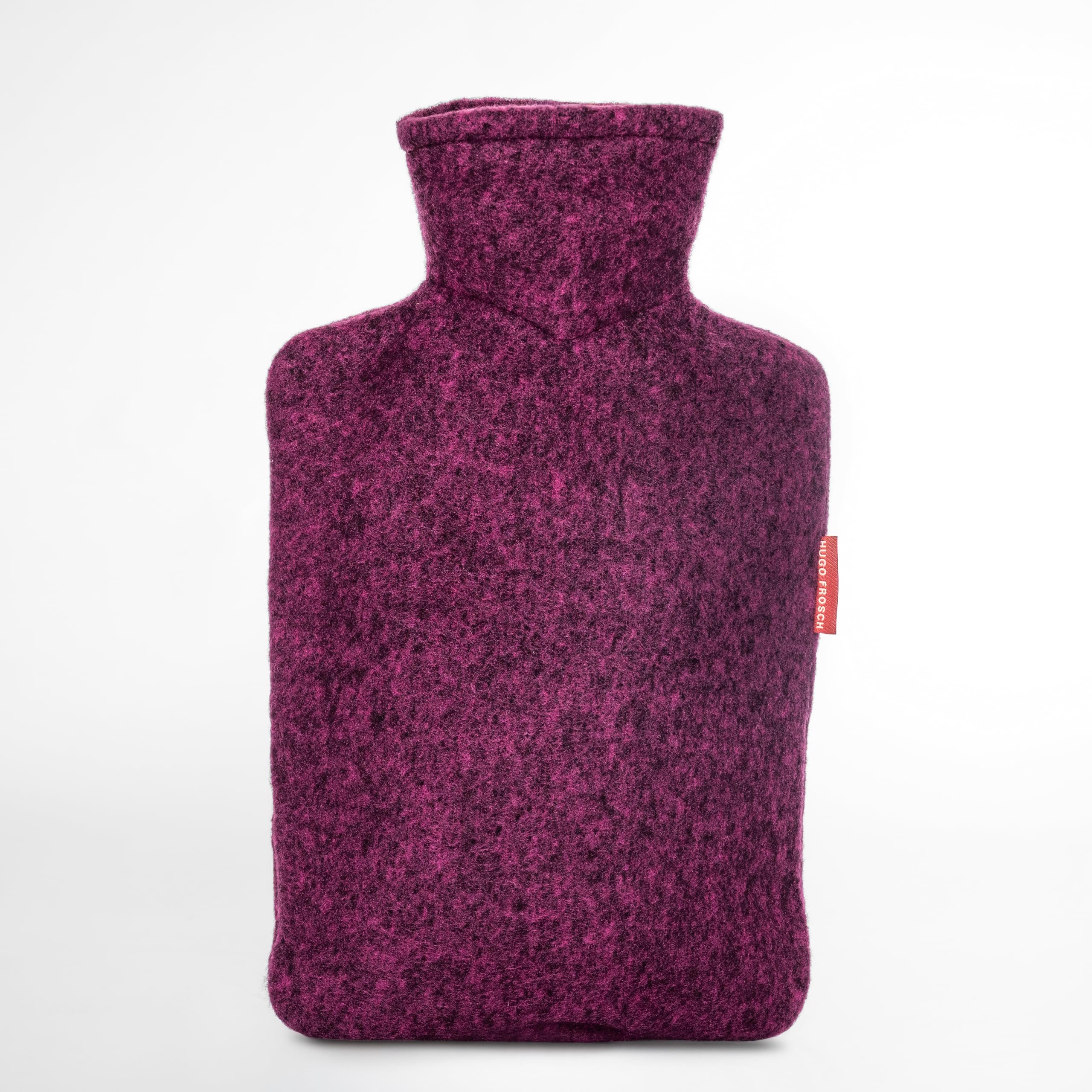 Hugo Frosch Borsa dell'Acqua Calda Classica, 1,8 l, Made in Germany, con Rivestimento in Maglia Morbida, Effetto Feltro, Colore Rosso Lampone, Grande, a Prova di perdite e inodore, con Rivestimento