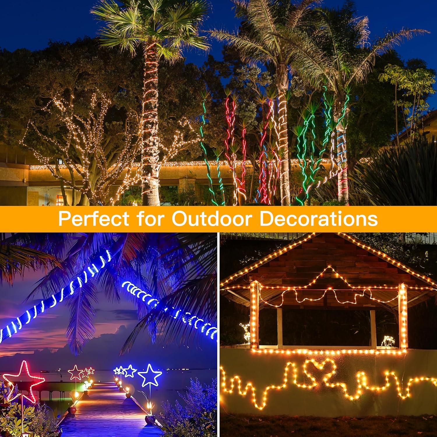 Ollny Rope Lights Outdoor Color Changing, 99FT 300 LED Waterproof Plug in Outdoor String Lights with Remote, 18 Colors Twinkle Rope Lights for Outside Indoor Party Christmas Holiday Decorations