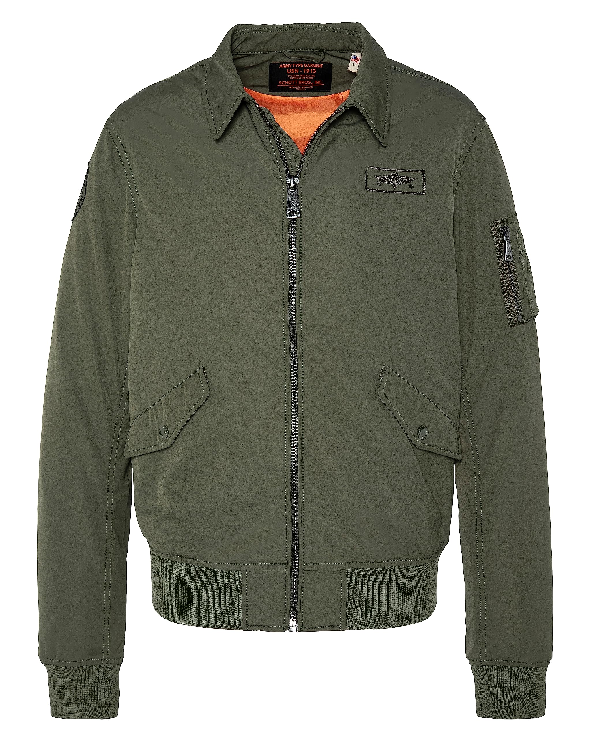 Schott NYC Men's Jacket, khaki, M