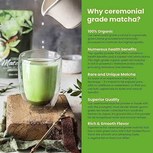 Miniatura 3 de Auténtico polvo de té verde matcha ceremonial japonés  Orgánico USDA  Primera cosecha premium  Energía y concentración  Rico en antioxidantes  Más