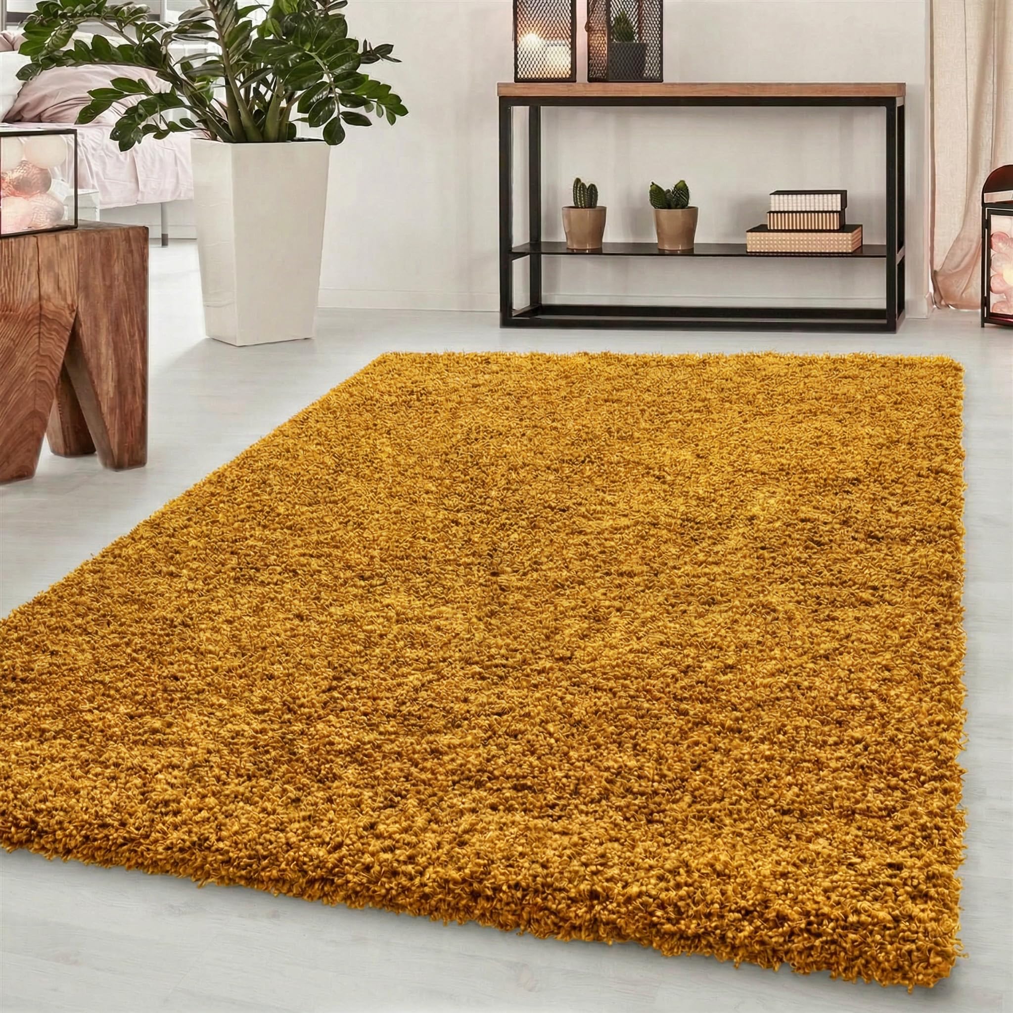 Abaseen Small Large Shaggy Rug Modern Rugs Living Room Extra Large Small Medium Rectangular Size Soft Touch Thick Pile Living Room Area Rugs Non Shedding (Gold, 160x230 cm) โ image 1