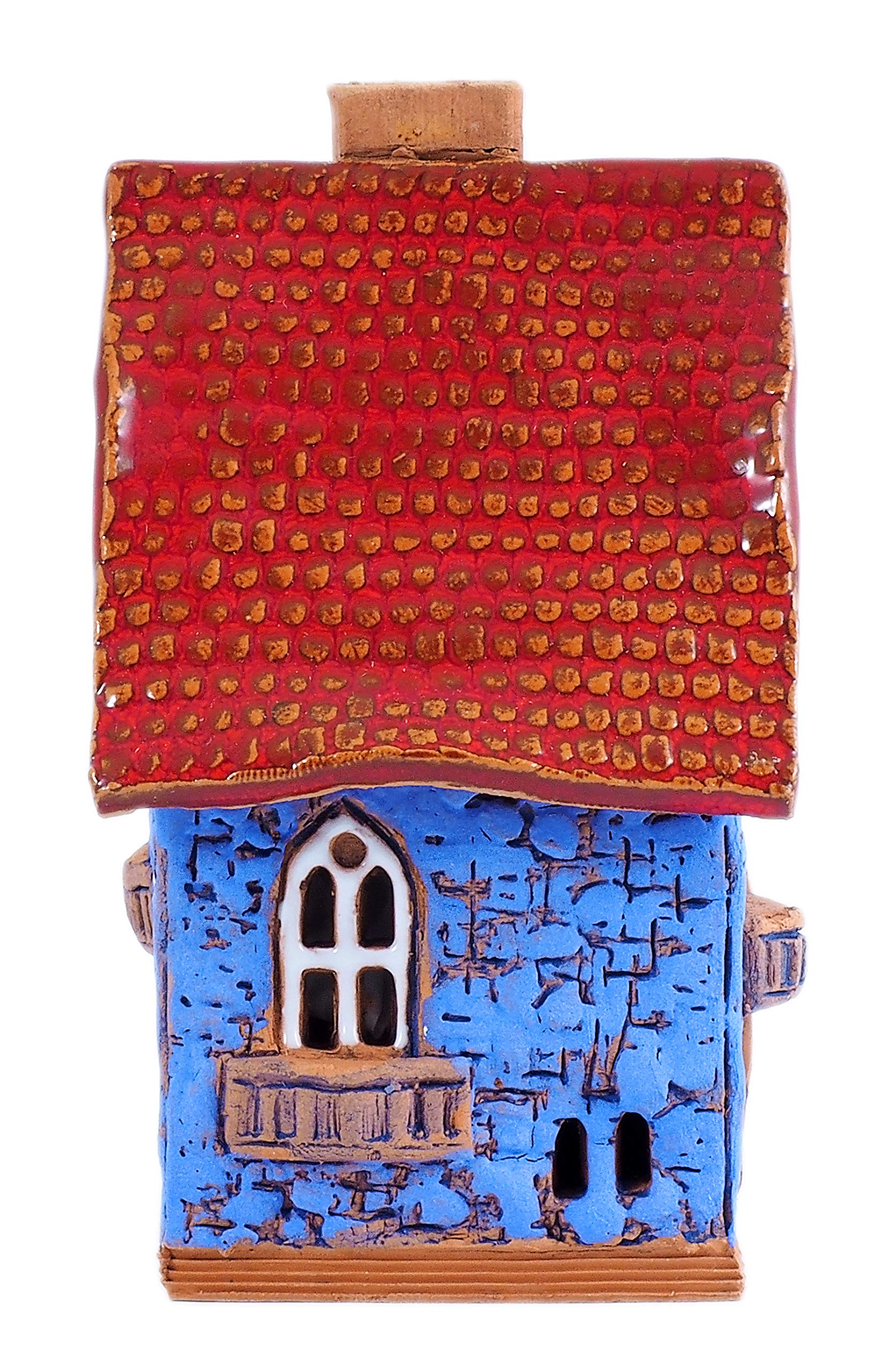 Keramik Lichthäuser, Räucherhaus, Keramikhaus Deko, Häuser Handarbeit, Künstlerisches Miniatur Blaues Haus R503