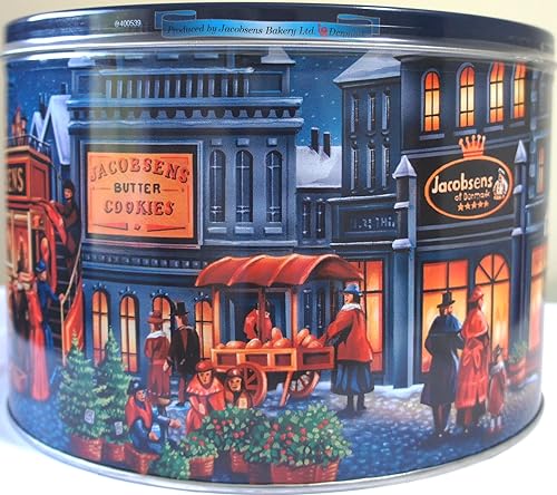 Miniatura 4 de Danish Butter Cookies importado en lata grande reutilizable con pinturas "The Market Place" peso neto 3.3 libras (3.3 lbs)