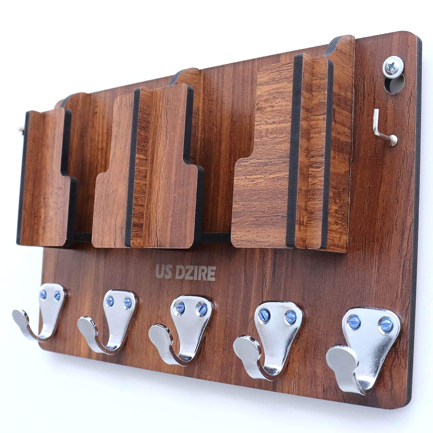 US DZIRE - THE BRAND OF LIFESTYLE 827 Antique Mobile Charging Stand Key Holder, Cloth Hanger for Rumal, Toval Suitable for Wall Home Living Room, Kitchen, Wood, Beige, Pack of 1 5 91Zue0D6DfL. SL1500