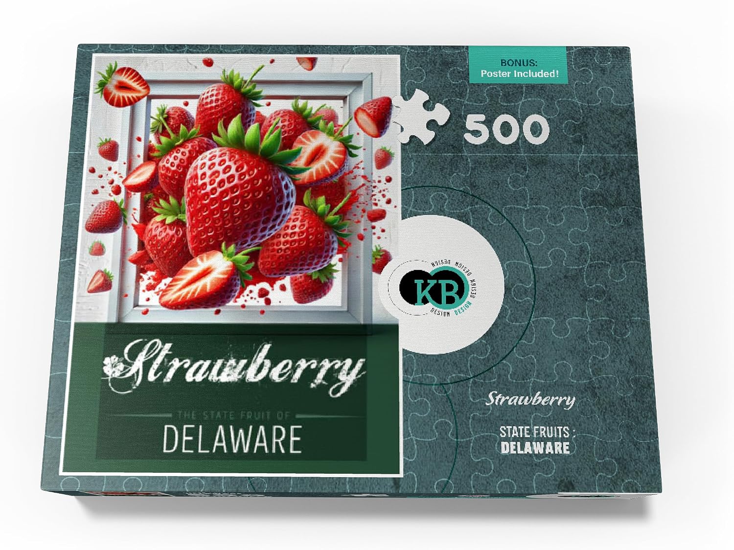 MyPuzzle Colorful Fruits: Delaware, Strawberry - State Fruits Series - Premium 500 Piece Jigsaw Puzzle for Adults