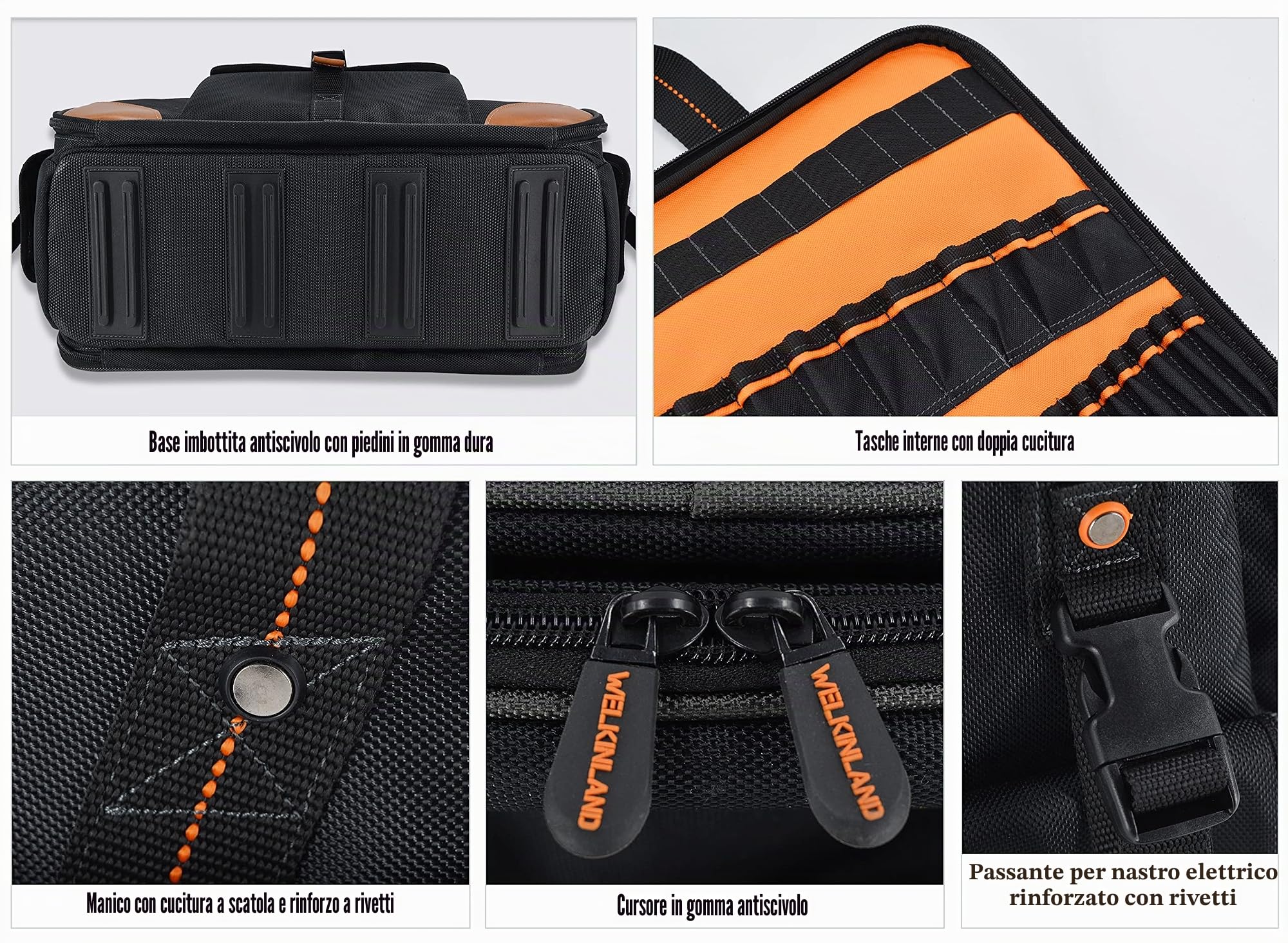 WELKINLAND Borsa porta attrezzi da elettricista, 88 tasche, per elettricisti, tecnici, HVAC e computer portatili