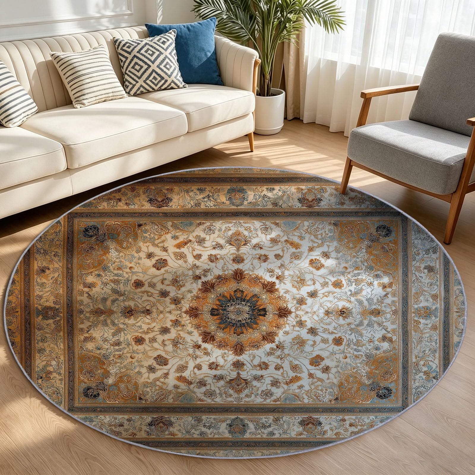 Traditional Oriental - Tappeto rotondo, 180 cm, lavabile in lavatrice