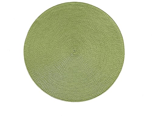 Miniatura 8 de HODJOY Juego de 6 manteles individuales redondos para mesas de comedor, manteles individuales tejidos lavables para Navidad de 15 pulgadas (verde