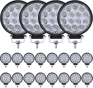 LED Work Lights for Truck,MUVKQC 20pcs 4.5Inch Round Light Pods,12/24V Spot Flood LED Lights Off-Road Fog Driving Roof Bar Fit for Vehicle ATV SUV UTV 4WD Boat Tractor,Hunters