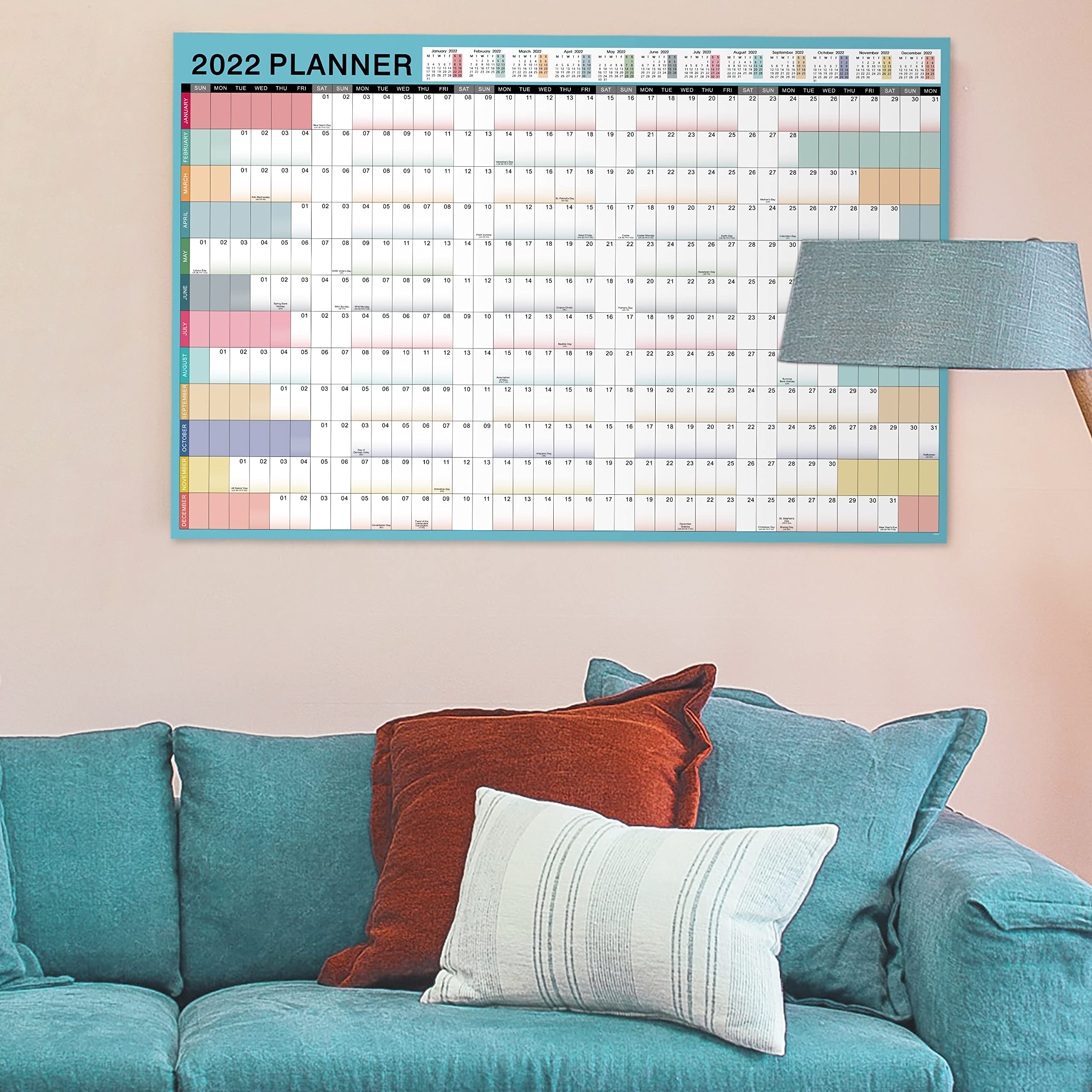 Amazon Brand Eono Wall Planner 2022, January 2022 to December 2022