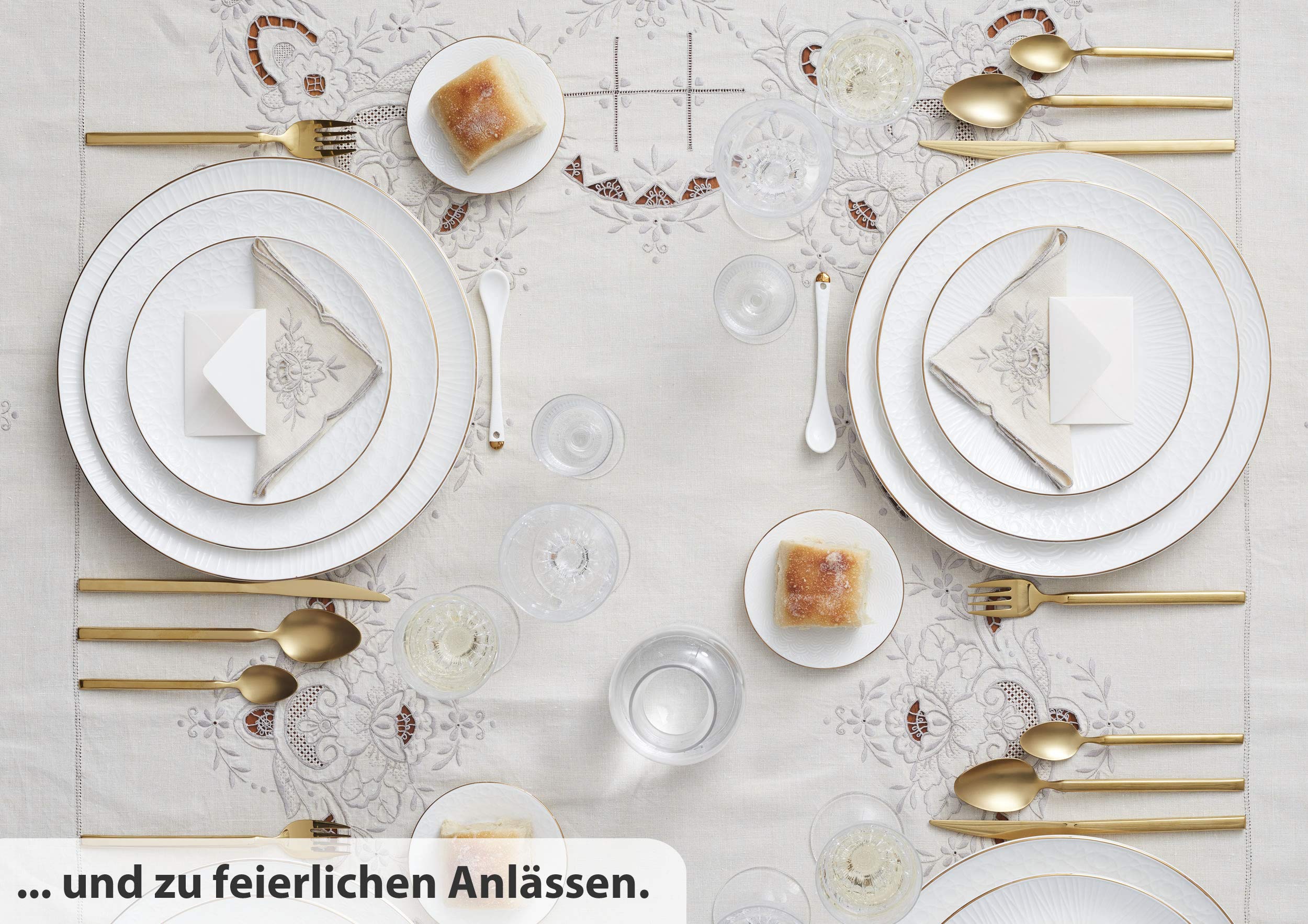 TOKYO design studio – Nippon White Teller-Set (4-tlg.) mit Goldrand, 15cm | Hochwertiges Porzellan – edler Goldrand – erhabene Muster – traditionelles Design – mit Geschenkbox – Design aus Japan
