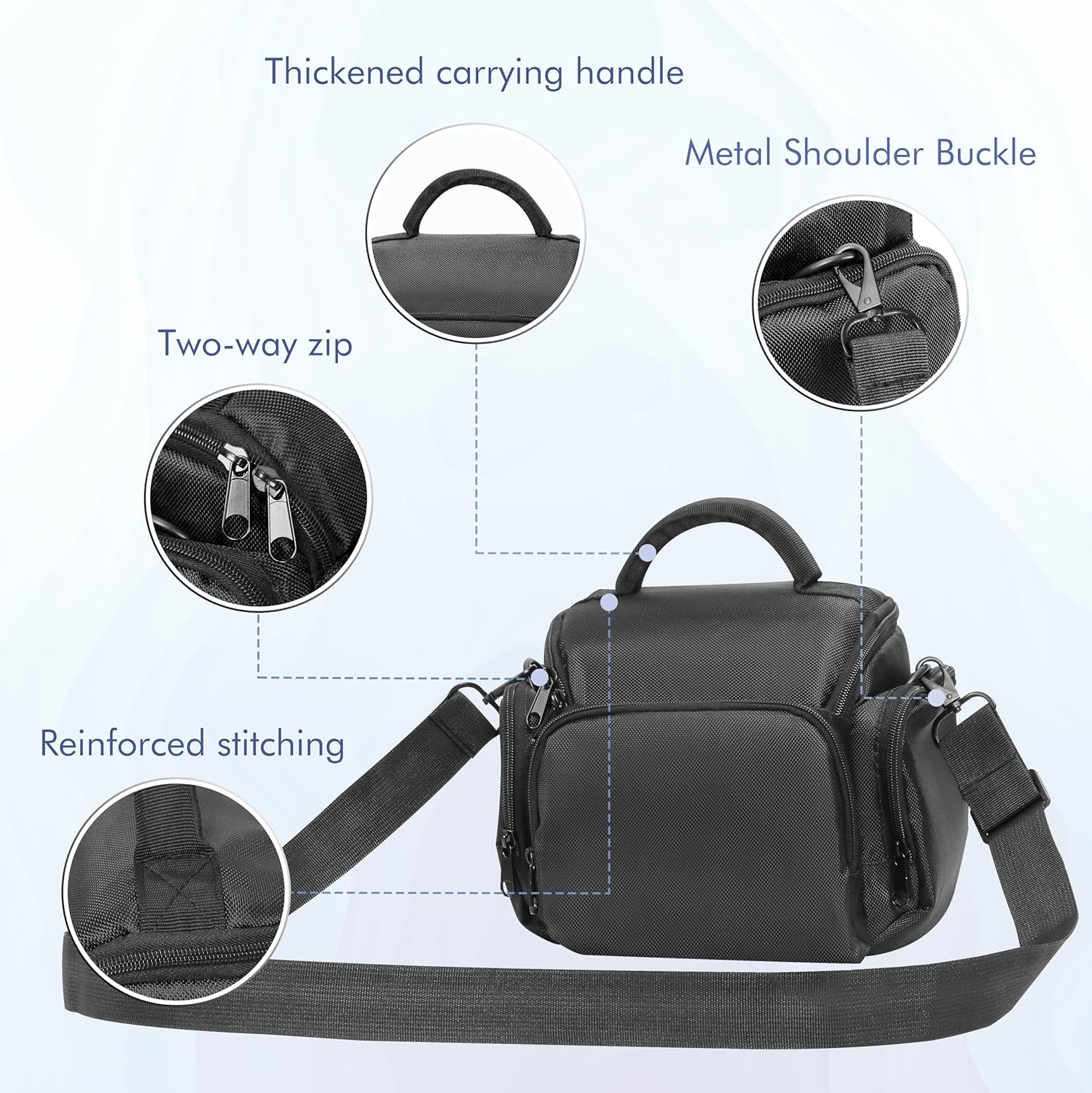 Winning SLR Cameras Case, Waterproof Shockproof DSLR Camera Case Bag, Single Shoulder Camera Bag, Adjustable Shoulder Strap Compatible with Sony, Canon, Samsung, Fuji, Panasonic, Casio, Nikon 7