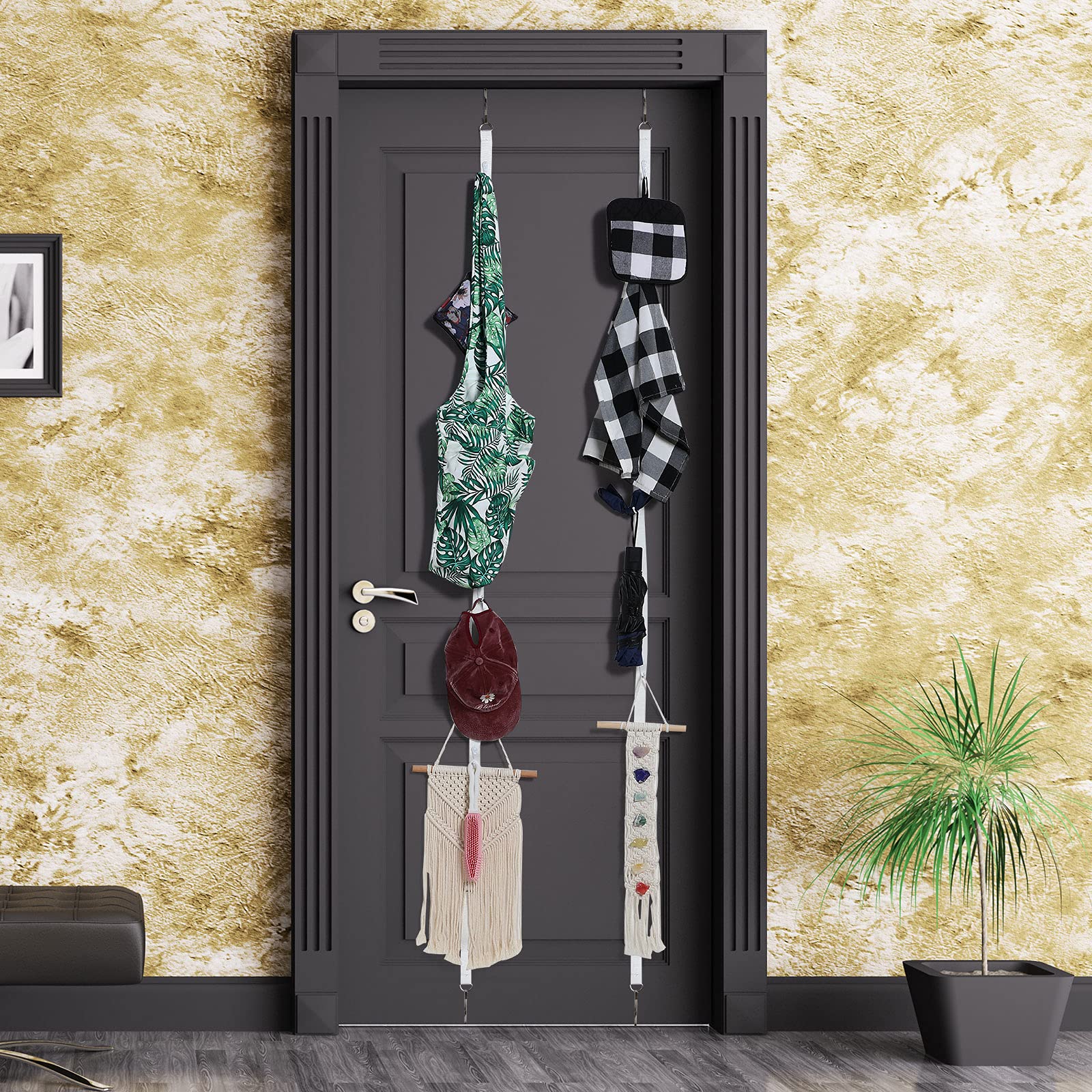 Jetec 2 Pezzi Armadio da Porta Cappelli Regolabile Organizer per Cappelli da Appendere Custodie per Cappelli da Appendere Supporto di Berretti da Baseball Organizer con Gancio (Bianco)
