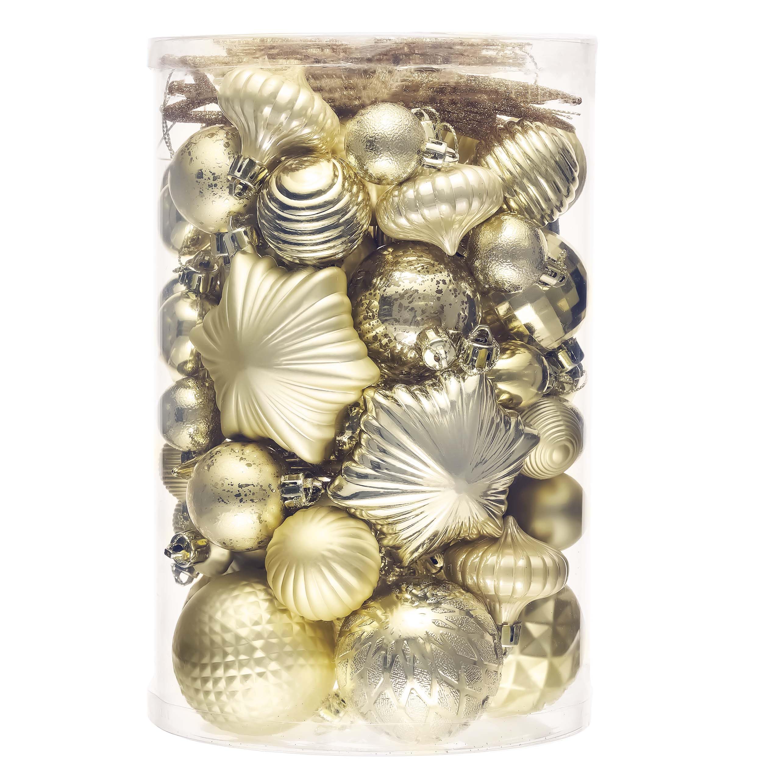 Valery Madelyn 60 stück Weihnachtskugeln für Weihnachtsdeko,Gold Christbaumkugeln Set Weihnachtskugel Bruchsicher,Weihnachtsbaumschmuck Christbaumschmuck mit Aufhänger,Deko Weihnachten