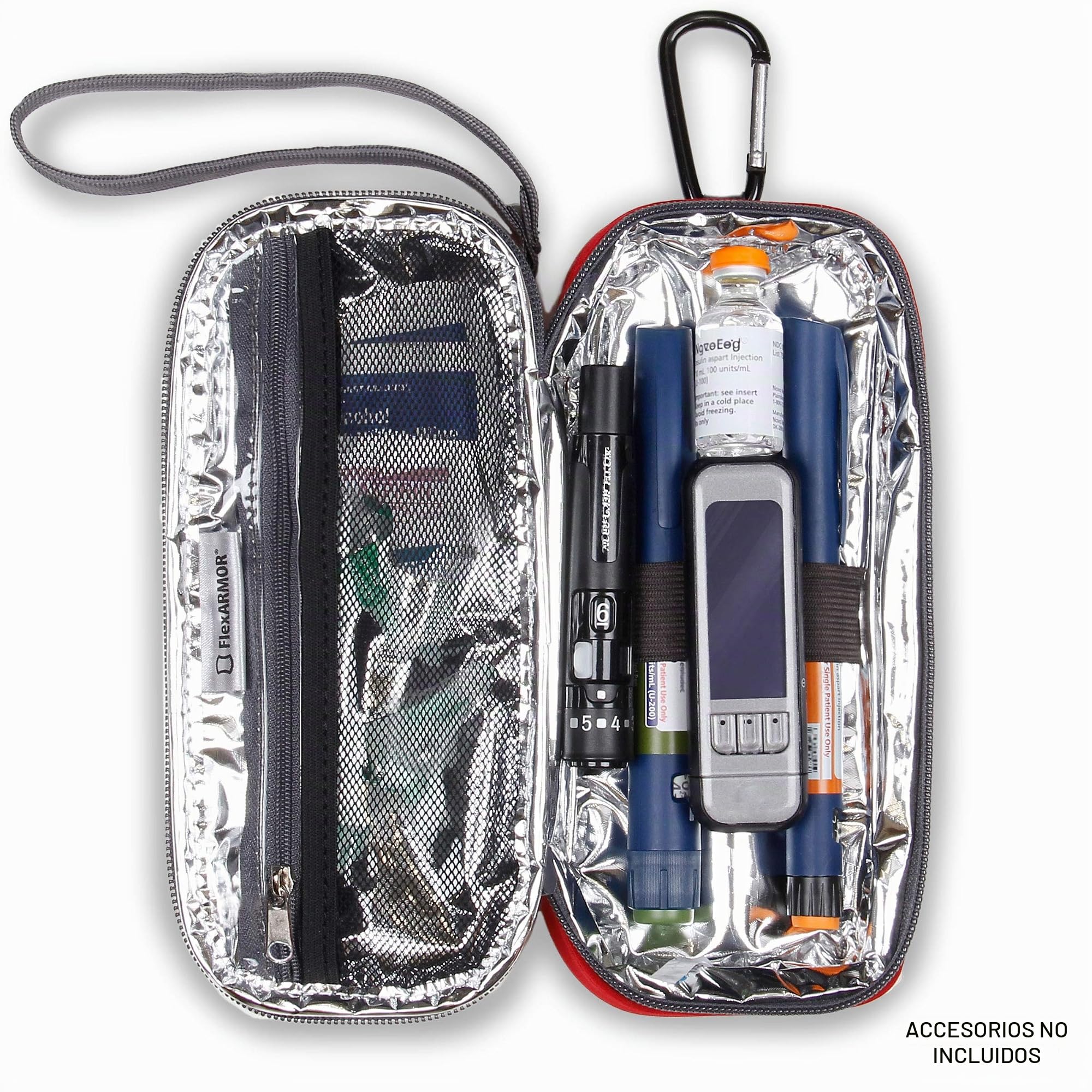 USA GEAR Bolsa para Diabéticos - Estuche de Viaje con Enfriador de Insulina con Interior Aislado Compatible con Agujas de Pluma de Insulina, Kit de Lanceta y más Suministros para Diabéticos - Rojo