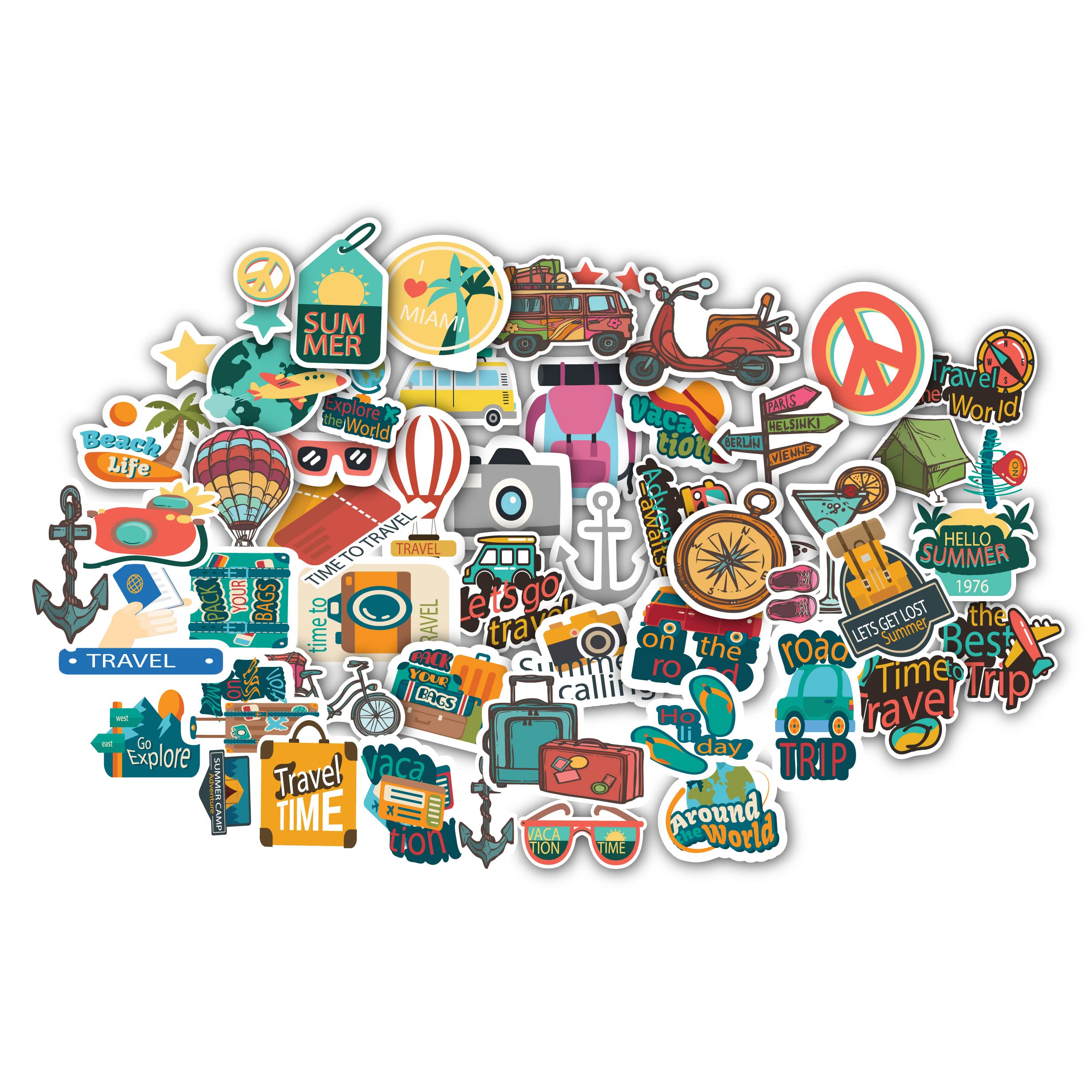 ISEE 360® 47 PCs Travel Trip Scrapbook Sticker Compatible for Royal Enfield Lovers DIY Notebooks Diary Journal Laptop Mobiles Decorative Vinyl Printed Stickers