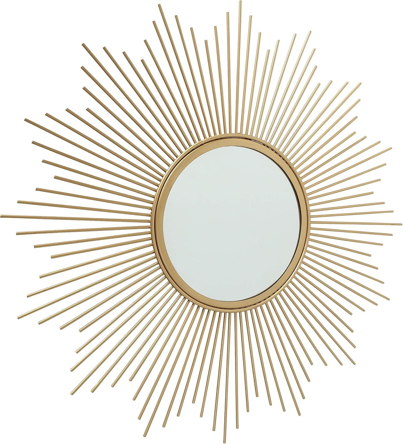 WHW Whole House Worlds Burst Accent Mirror, Brilliant Reflective Glass, Circular Metal Frame, Inset Bevel, Golden Gilt Finish, Radiant Petals or Beams Frame, 19.75 Inches Diameter