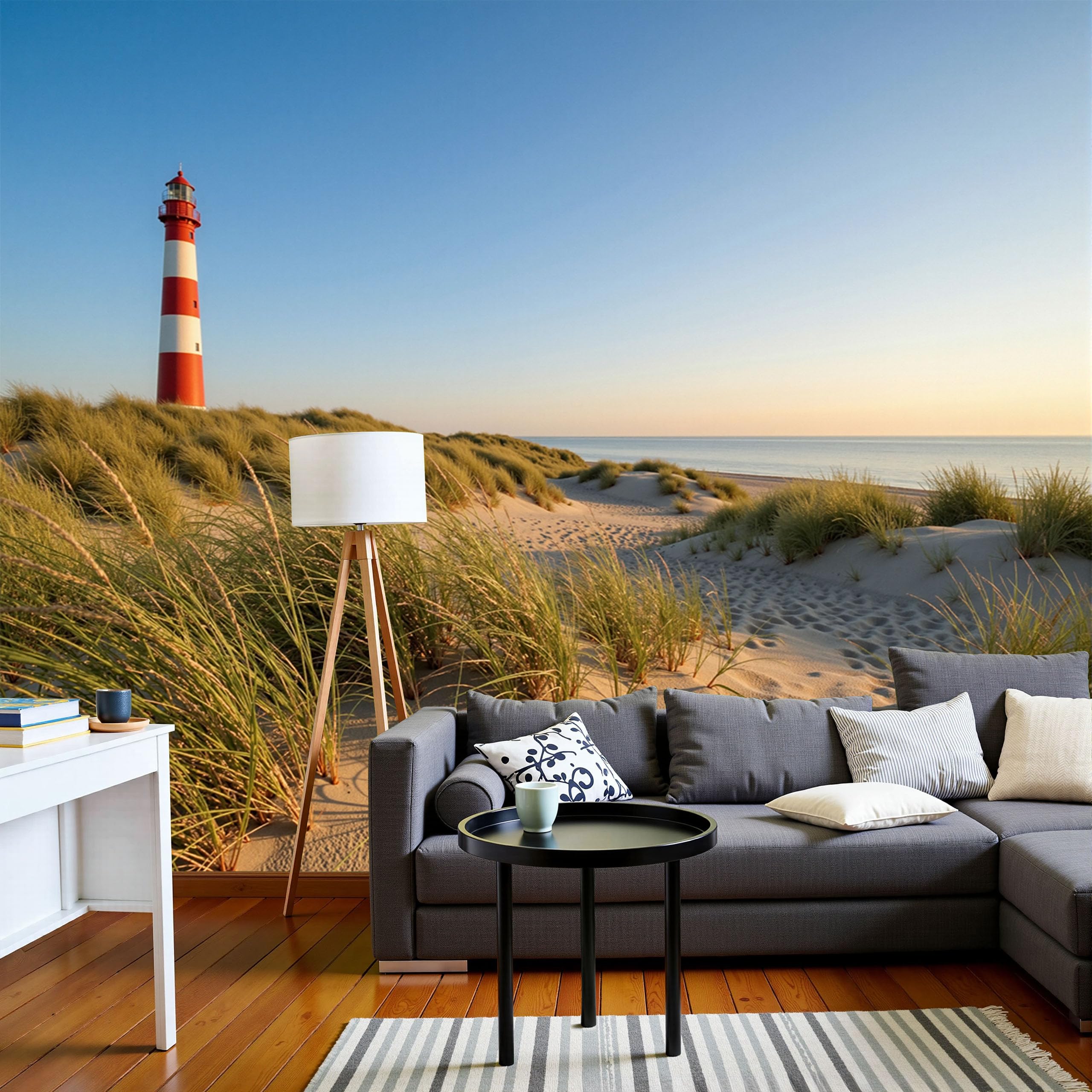 Papier peint dunes de phare bleu décor mural 3D grand format