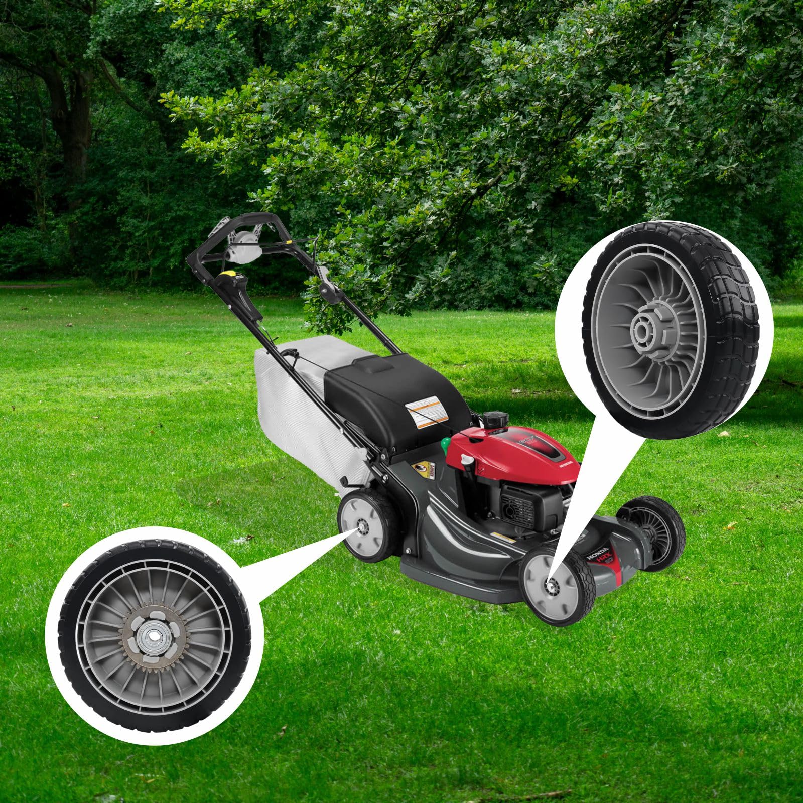 Ruedas de transmisión para cortadora de césped HRR216, 2 traseras 42710-VE2-M02ZE y 2 Delanteras 44710-VL0-L02ZB, Repuesto para cortadora de césped Honda HRR216 HRT216 HRS216