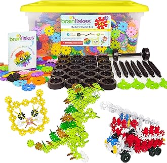 Brain Flakes 2500 Piece Build 'n' Build Kit - A Creative and Educational Alternative to Building Blocks - Wheel Pieces and Special Parts Included - A Great Stem Toy for Both Boys and Girls