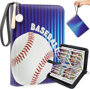 ZAIONE 4-Pocket Baseball Card Binder Portable 440 Pockets Trading Cards Album for Teens Boys - Zipper Card Holder Binder with Removable Sleeves for 2025 Design Gift
