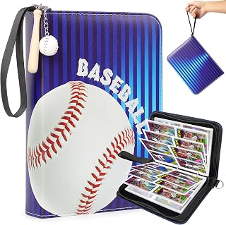 ZAIONE 4-Pocket Baseball Card Binder: Portable 440 Pockets Trading Cards Album for Teens Boys - Zipper Card Holder Binder with Removable Sleeves for 2025 Design Gift