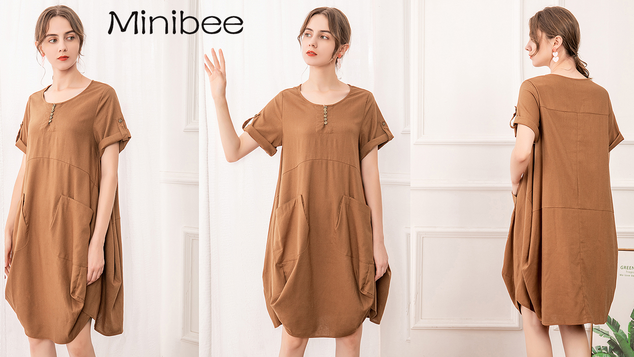 Minibee Women's Ruffle Oversize Casual Midi Dresses with Pockets (S, Army  Green) at Amazon Women's Clothing store