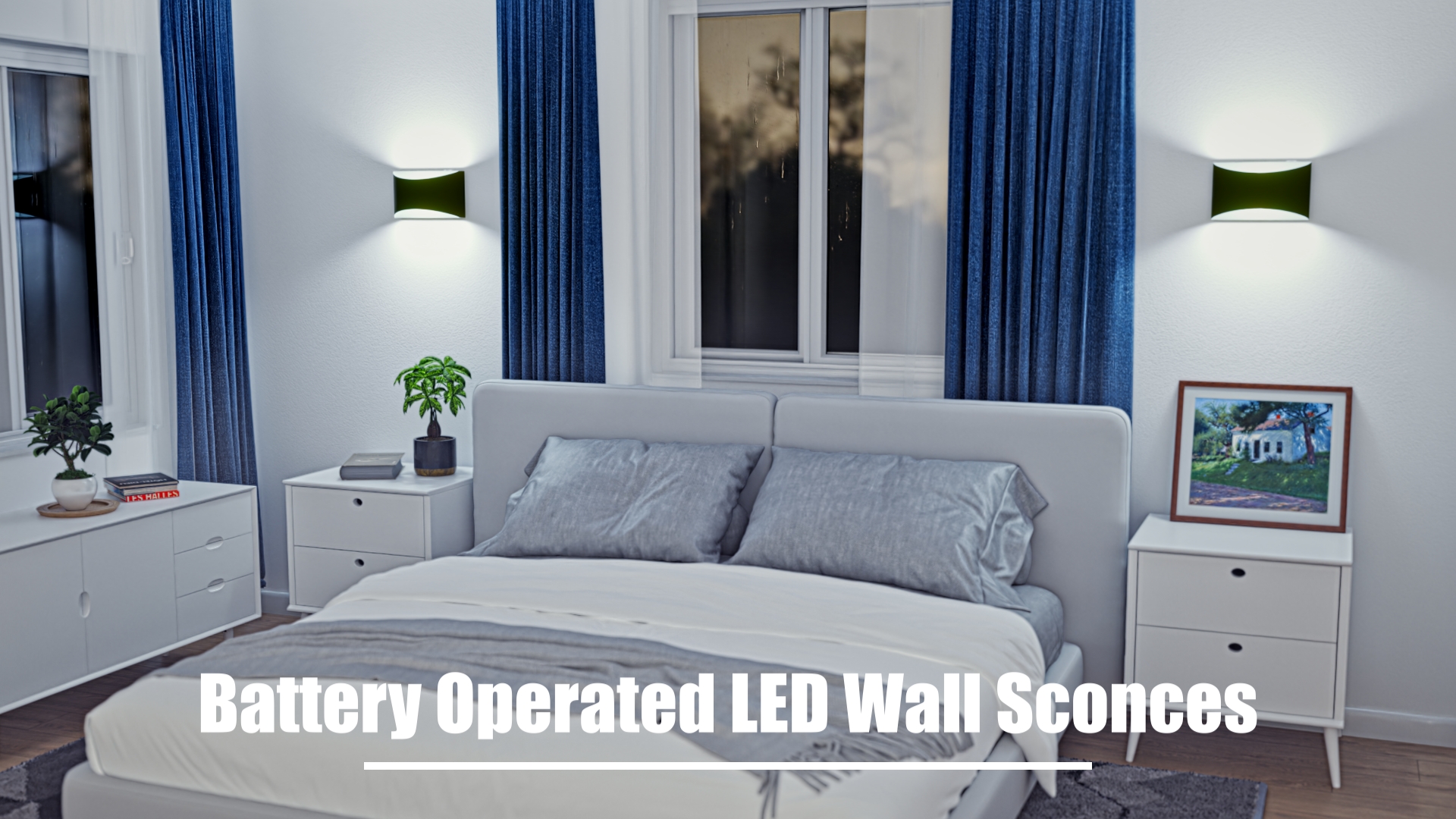 Image of FOLKSMATE Battery Operated Wall Sconces Set of 4, Rechargeable Remote & Touch Control Wall Lamps, 3 Color Temperatures, Cordless Dimmable Lamp for Bedroom, Living Room, Hallway