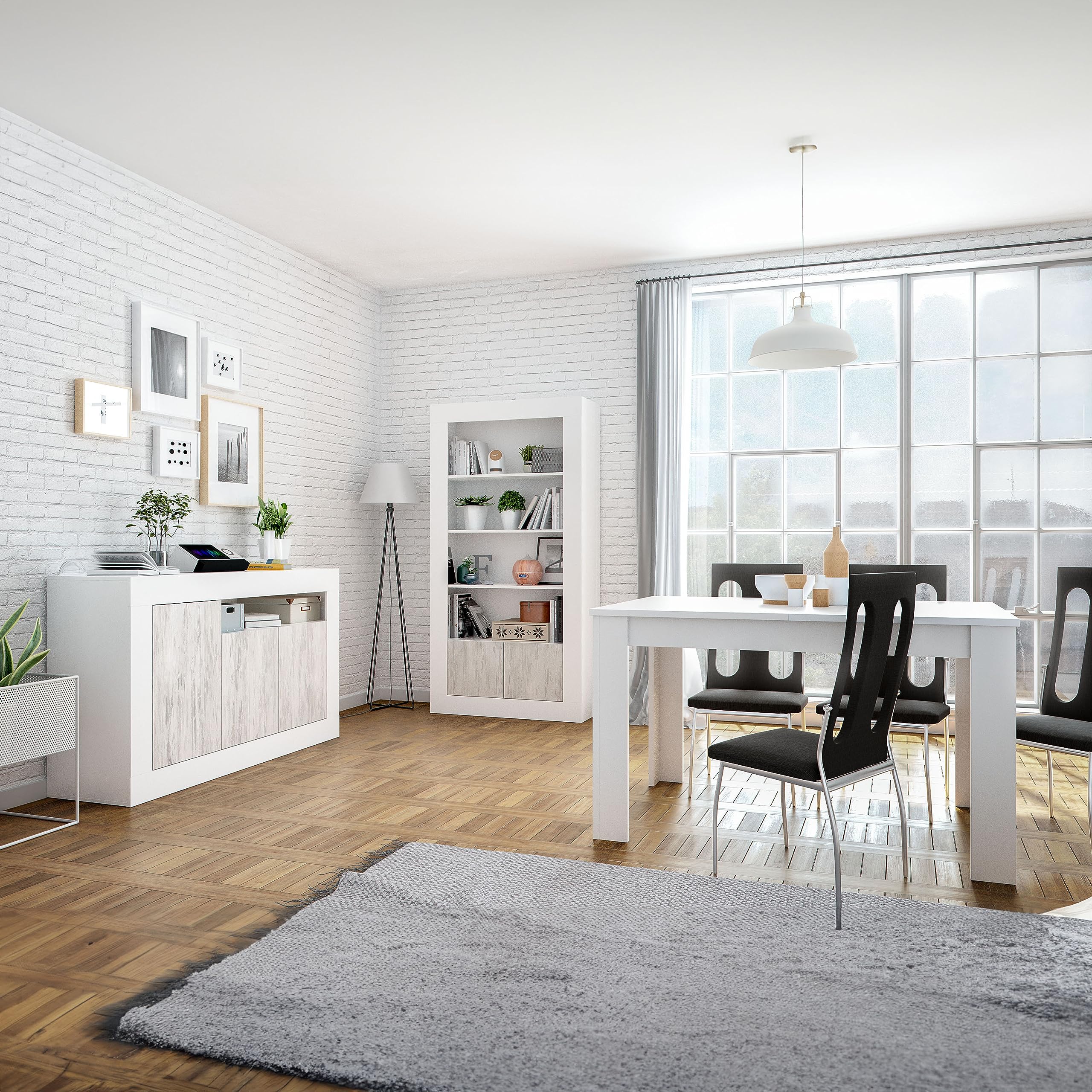 Habitdesign Mesa de Comedor Extensible, Mesa salón o Cocina, Acabado en Color Blanco Artik, Modelo Kendra, Medidas: 140-190 cm (Largo) x 90 cm (Ancho) x 78 cm (Alto)