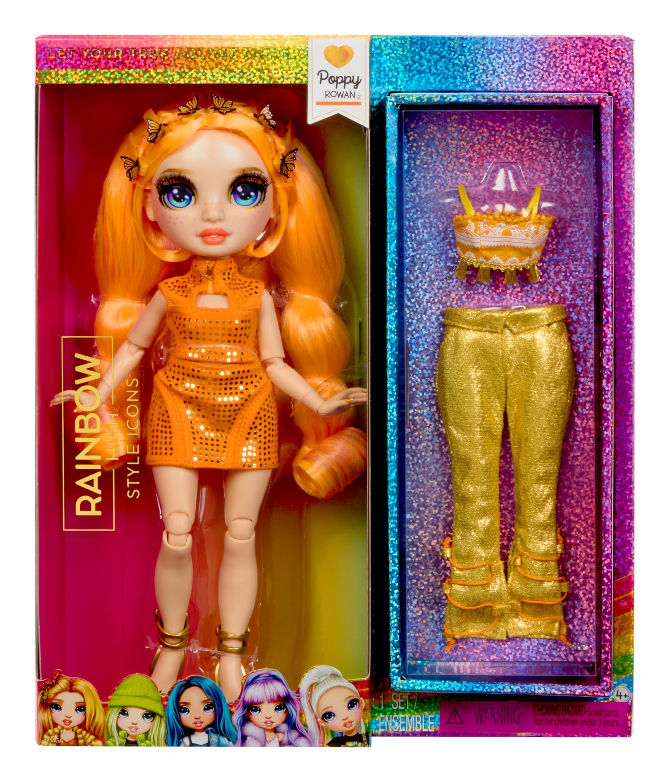 Rainbow High Style Icons Poppy - 28cm Fashion Doll with Long Brushable Hair, Comes with a Second Outfit, Matching, and a Pair of Shoes, Flexible with 13 Points of Articulation