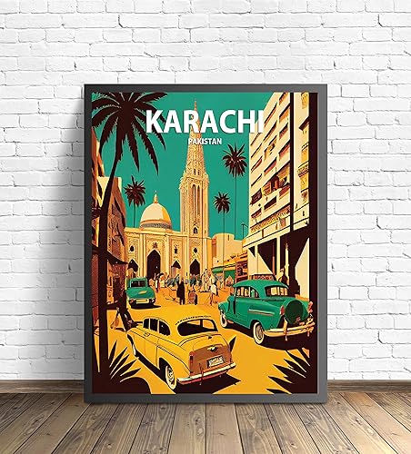 Miniatura 6 de Karachi - Póster impreso artístico, decoración de pintura de pared de Pakistán, arte de Oriente Medio, arte para decoración del hogar, dormitorio,