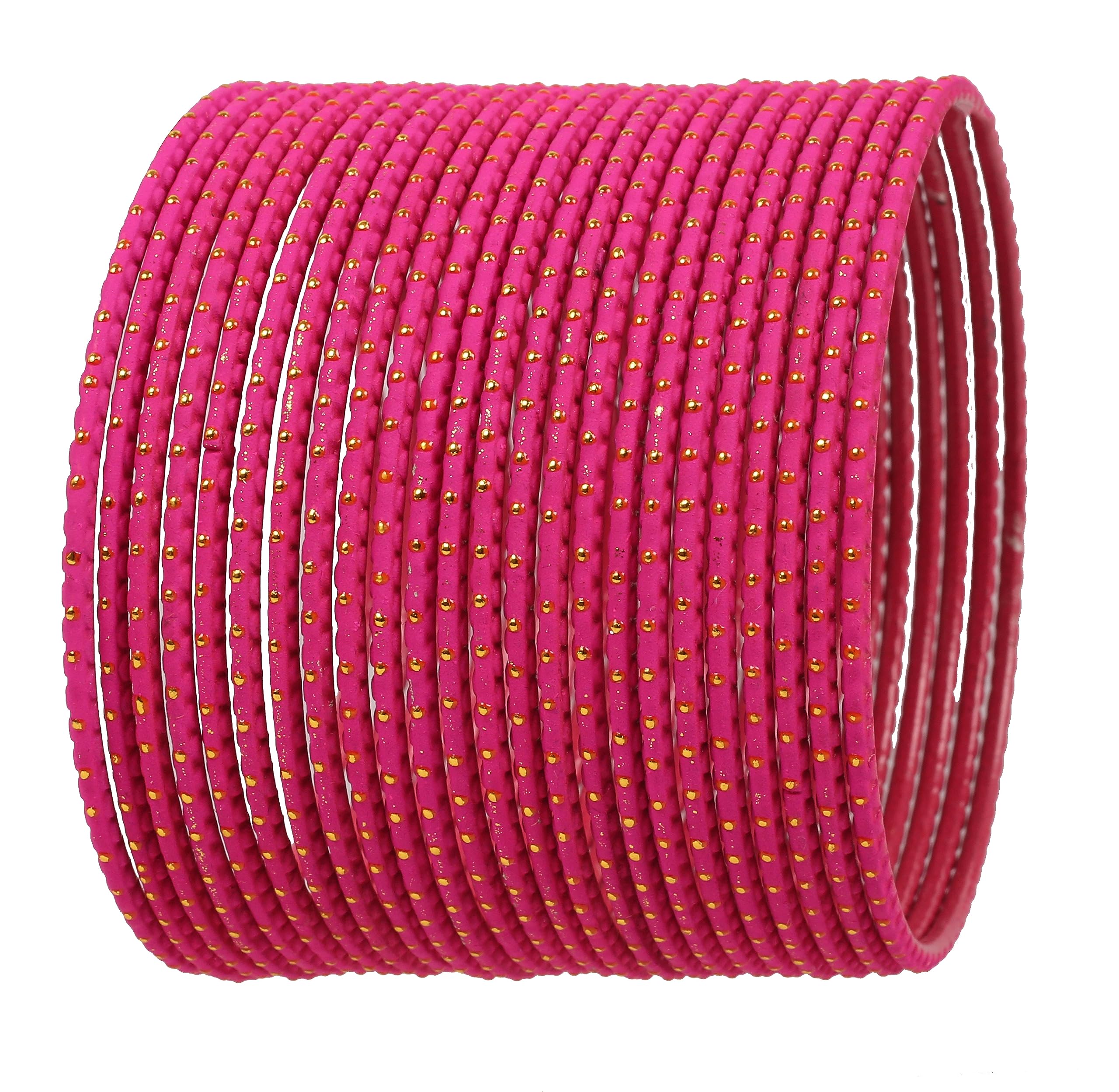 Indian Bollywood Trending Fashion Handcrafted Beautifully Trimmed Edges Textured Golden Dots Designer Jewelry Bangle Bracelets. Set of 24 For Women.