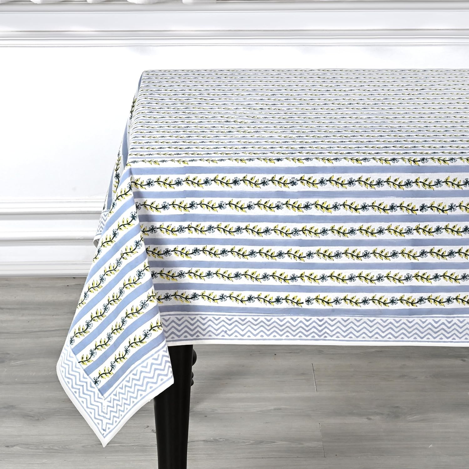 Ridhi Hand Block Print Dolphin Gray Square Cotton Tablecloth 60" x 60" Reusable Table Cover Decorative Everyday Use for Dining, Farmhouse, Home Gift for Spring, Easter, Valentine - Image 6